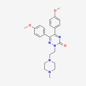 molecular formula C24H29N5O3 B12734087 as-Triazin-3(2H)-one, 5,6-bis(p-methoxyphenyl)-2-(2-(4-methyl-1-piperazinyl)ethyl)- CAS No. 102486-47-5