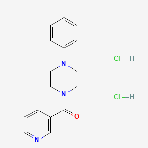 molecular formula C16H19Cl2N3O B12734124 Piperazine, 1-phenyl-4-(3-pyridinylcarbonyl)-, dihydrochloride CAS No. 120873-11-2