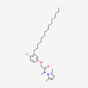 molecular formula C29H45ClN2O2 B12734247 Acetamide, 2-(4-chloro-3-pentadecylphenoxy)-N-(2,5-dimethyl-1H-pyrrol-1-yl)- CAS No. 117554-52-6