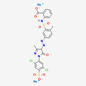 molecular formula C24H17Cl2N5Na2O8S2 B12734277 Disodium 2-(((5-((1-(2,5-dichloro-4-sulphonatophenyl)-4,5-dihydro-3-methyl-5-oxo(1H)-pyrazol-4-yl)azo)-2-methylphenyl)sulphonyl)amino)benzoate CAS No. 93805-64-2
