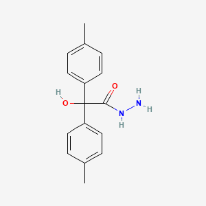 molecular formula C16H18N2O2 B12734281 Benzeneacetic acid, alpha-hydroxy-4-methyl-alpha-(4-methylphenyl)-, hydrazide CAS No. 84408-85-5