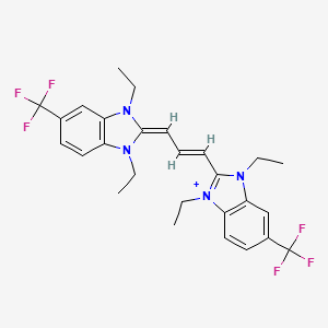 molecular formula C27H29F6N4+ B12734450 2-(3-(1,3-Diethyl-1,3-dihydro-5-(trifluoromethyl)-2H-benzimidazol-2-ylidene)-1-propenyl)-1,3-diethyl-5-(trifluoromethyl)-1H-benzimidazolium CAS No. 23313-92-0