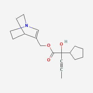 molecular formula C18H25NO3 B12734467 Cyclopentaneglycolic acid, alpha-(1-propynyl)-, (1-azabicyclo(2.2.2)oct-2-en-3-yl)methyl ester CAS No. 93101-76-9