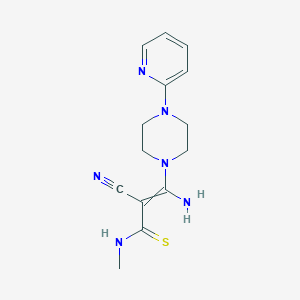 molecular formula C14H18N6S B1273448 3-amino-2-cyano-N-methyl-3-[4-(2-pyridinyl)piperazino]-2-propenethioamide 