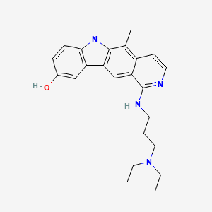 molecular formula C24H30N4O B12734484 6H-Pyrido(4,3-b)carbazol-9-ol, 1-((3-(diethylamino)propyl)amino)-5,6-dimethyl- CAS No. 83948-20-3