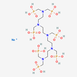 molecular formula C15H44N5NaO21P7+ B12734531 (((Phosphonomethyl)imino)bis(ethylene((phosphonomethyl)imino)ethylenenitrilobis(methylene)))tetrakisphosphonic acid, sodium salt CAS No. 84852-20-0
