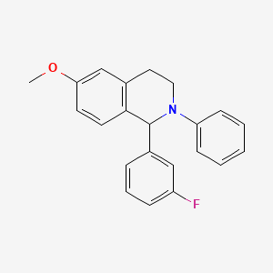 molecular formula C22H20FNO B12734534 (+-)-1,2,3,4-Tetrahydro-1-(3-fluorophenyl)-6-methoxy-2-phenylisoquinoline CAS No. 96719-55-0