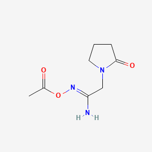 molecular formula C8H13N3O3 B12734541 1-Pyrrolidineethanimidamide, N-(acetyloxy)-2-oxo- CAS No. 126164-63-4