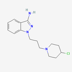 molecular formula C15H21ClN4 B12734594 1H-Indazol-3-amine, 1-(3-(4-chloro-1-piperidinyl)propyl)- CAS No. 88837-38-1