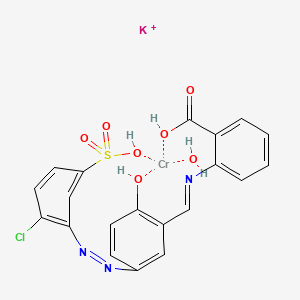 molecular formula C20H16ClCrKN3O7S+ B12734609 Potassium (2-(((5-((2-chloro-5-sulphophenyl)azo)-2-hydroxyphenyl)methylene)amino)benzoato(3-))hydroxychromate(1-) CAS No. 85118-17-8