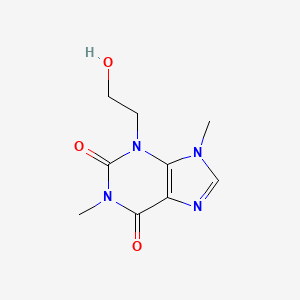 molecular formula C9H12N4O3 B12734621 Xanthine, 1,9-dimethyl-3-(2-hydroxyethyl)- CAS No. 87866-16-8