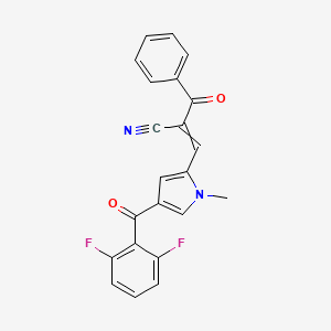 molecular formula C22H14F2N2O2 B1273463 2-benzoyl-3-[4-(2,6-difluorobenzoyl)-1-methyl-1H-pyrrol-2-yl]acrylonitrile 