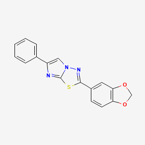 molecular formula C17H11N3O2S B12734681 Imidazo(2,1-b)-1,3,4-thiadiazole, 2-(1,3-benzodioxol-5-yl)-6-phenyl- CAS No. 83796-52-5