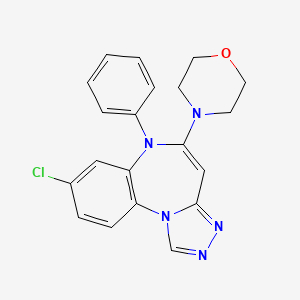 molecular formula C20H18ClN5O B12734694 6H-(1,2,4)Triazolo(4,3-a)(1,5)benzodiazepine, 8-chloro-5-(4-morpholinyl)-6-phenyl- CAS No. 153901-52-1
