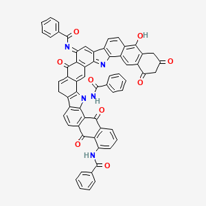 molecular formula C63H35N5O9 B12734727 N-(5-benzamido-26-benzoylimino-33-hydroxy-8,15,24,36,38-pentaoxo-5,43-diazaundecacyclo[23.19.0.03,23.04,20.06,19.07,16.09,14.028,44.029,42.032,41.034,39]tetratetraconta-1(25),2,4(20),6(19),7(16),9(14),10,12,17,22,27,29(42),30,32,34(39),40,43-heptadecaen-13-yl)benzamide CAS No. 84852-28-8