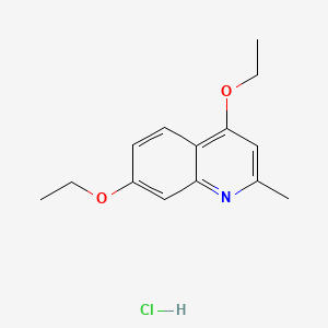 molecular formula C14H18ClNO2 B12734754 Quinaldine, 4,7-diethoxy-, hydrochloride CAS No. 92250-98-1