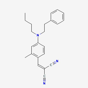 molecular formula C23H25N3 B12734762 Propanedinitrile, ((4-(butyl(2-phenylethyl)amino)-2-methylphenyl)methylene)- CAS No. 106794-63-2