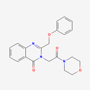molecular formula C21H21N3O4 B12734771 Morpholine, 4-((4-oxo-2-(phenoxymethyl)-3(4H)-quinazolinyl)acetyl)- CAS No. 85063-12-3