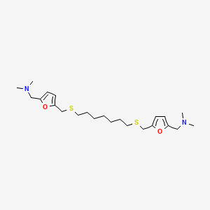 molecular formula C23H38N2O2S2 B12734822 2-Furanmethanamine, 5,5'-(1,7-heptanediylbis(thiomethylene))bis(N,N-dimethyl- CAS No. 138878-47-4