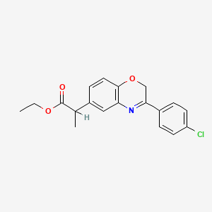 molecular formula C19H18ClNO3 B12734877 3-(4-Chlorophenyl)-alpha-methyl-2H-1,4-benzoxazine-6-acetic acid ethyl ester CAS No. 86818-23-7
