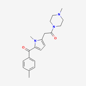 molecular formula C20H25N3O2 B12734917 Piperazine, 1-methyl-4-((1-methyl-5-(4-methylbenzoyl)-1H-pyrrol-2-yl)acetyl)- CAS No. 87344-19-2