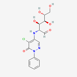 molecular formula C16H18ClN3O6 B12734951 2-((5-Chloro-1,6-dihydro-6-oxo-1-phenyl-4-pyridazinyl)amino)-2-deoxy-D-glucose CAS No. 16527-58-5