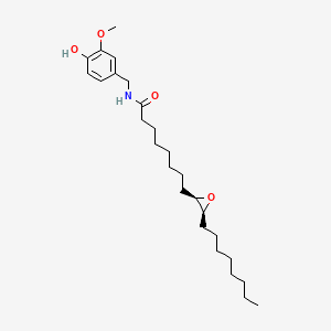 molecular formula C26H43NO4 B12734963 Oxiraneoctanamide, N-((4-hydroxy-3-methoxyphenyl)methyl)-3-octyl-, cis-(+-)- CAS No. 150988-85-5