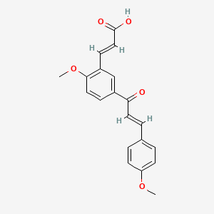 molecular formula C20H18O5 B12734966 (E,E)-3-(2-Methoxy-5-(3-(4-methoxyphenyl)-1-oxo-2-propenyl)phenyl)-2-propenoic acid CAS No. 82885-77-6