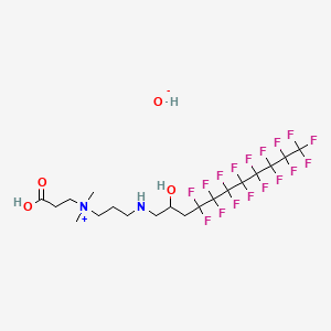 molecular formula C19H25F17N2O4 B12735007 (2-Carboxyethyl)-3-((4,4,5,5,6,6,7,7,8,8,9,9,10,10,11,11,11-heptadecafluoro-2-hydroxyundecyl)amino)propyldimethylammonium hydroxide CAS No. 93776-14-8