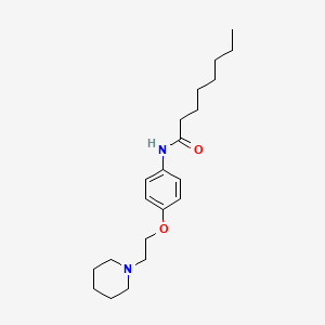 molecular formula C21H34N2O2 B12735027 p-Octanophenetidide, beta-piperidino- CAS No. 112625-58-8
