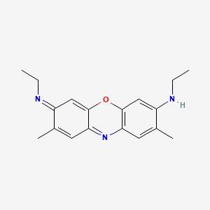 molecular formula C18H21N3O B12735162 Phenoxazin-5-ium, 3,7-bis(ethylamino)-2,8-dimethyl-, perchlorate CAS No. 48193-79-9