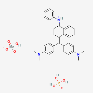 molecular formula C33H36MoN3O8P B12735180 Methanaminium, N-(4-((4-(dimethylamino)phenyl)(4-(phenylamino)-1-naphthalenyl)methylene)-2,5-cyclohexadien-1-ylidene)-N-methyl-, molybdatephosphate CAS No. 71798-68-0
