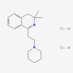 molecular formula C18H28Cl2N2 B12735295 Isoquinoline, 3,4-dihydro-3,3-dimethyl-1-(2-(1-piperidinyl)ethyl)-, dihydrochloride CAS No. 126356-34-1