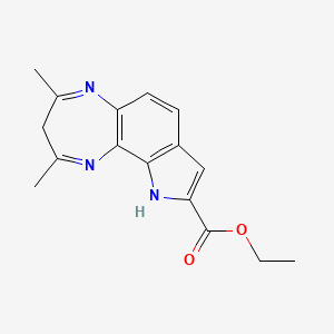 molecular formula C16H17N3O2 B12735315 Pyrrolo(2,3-g)-1,5-benzodiazepine-9-carboxylic acid, 3,10-dihydro-2,4-dimethyl-, ethyl ester CAS No. 113597-47-0