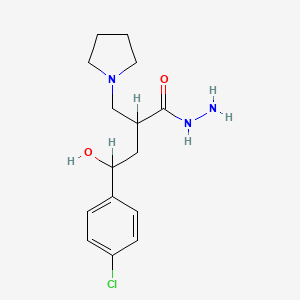 molecular formula C15H22ClN3O2 B12735332 alpha-(2-(4-Chlorophenyl)-2-hydroxyethyl)-1-pyrrolidinepropanoic acid hydrazide CAS No. 124519-10-4