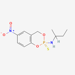 molecular formula C11H15N2O4PS B12735370 N-(1-Methylpropyl)-6-nitro-4H-1,3,2-benzodioxaphosphorin-2-amine 2-sulfide CAS No. 130365-36-5