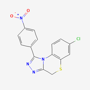 molecular formula C15H9ClN4O2S B12735373 7-Chloro-1-(4-nitrophenyl)-4H-(1,2,4)triazolo(3,4-c)(1,4)benzothiazine CAS No. 93300-00-6
