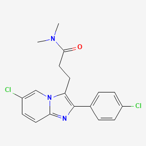 molecular formula C18H17Cl2N3O B12735467 Imidazo(1,2-a)pyridine-3-propanamide, 6-chloro-2-(4-chlorophenyl)-N,N-dimethyl- CAS No. 88965-05-3