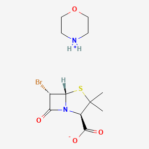 molecular formula C12H19BrN2O4S B12735609 Morpholinium (2S-(2alpha,5alpha,6beta))-6-bromo-3,3-dimethyl-7-oxo-4-thia-1-azabicyclo(3.2.0)heptane-2-carboxylate CAS No. 94134-58-4