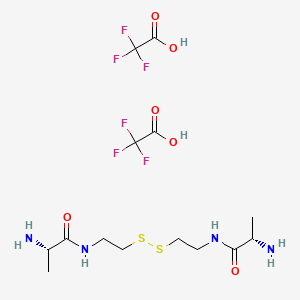 molecular formula C14H24F6N4O6S2 B12735723 Propionamide, N,N'-(dithiodiethylene)bis(2-amino-, L-, bis(trifluoroacetate) CAS No. 97313-95-6
