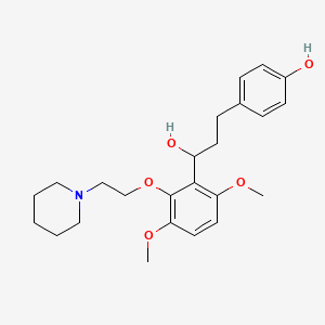 molecular formula C24H33NO5 B12735750 alpha-(3,6-Dimethoxy-2-(2-(1-piperidinyl)ethoxy)phenyl)-4-hydroxybenzenepropanol CAS No. 88770-62-1