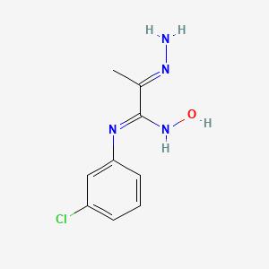 molecular formula C9H11ClN4O B12735794 Propanimidamide, N-(3-chlorophenyl)-2-hydrazono-N'-hydroxy- CAS No. 85914-42-7