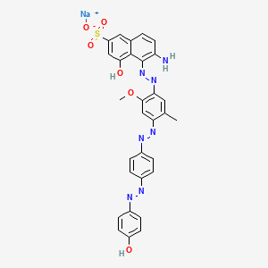molecular formula C30H24N7NaO6S B12735812 Sodium 6-amino-4-hydroxy-5-((4-((4-((4-hydroxyphenyl)azo)phenyl)azo)-6-methoxy-m-tolyl)azo)naphthalene-2-sulphonate CAS No. 94200-90-5