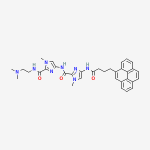 molecular formula C34H36N8O3 B12735857 N-(2-(((2-(Dimethylamino)ethyl)amino)carbonyl)-1-methyl-1H-imidazol-4-yl)-1-methyl-4-((1-oxo-4-(4-pyrenyl)butyl)amino)-1H-imidazole-2-carboxamide CAS No. 166982-64-5