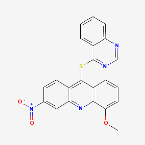 molecular formula C22H14N4O3S B12735877 Acridine, 4-methoxy-6-nitro-9-(4-quinazolinylthio)- CAS No. 102244-10-0