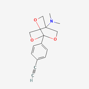 molecular formula C15H17NO3 B12735880 N,N-Dimethyl-1-(4-ethynylphenyl)-2,6,7-trioxabicyclo(2.2.2)octan-4-amine CAS No. 134133-92-9