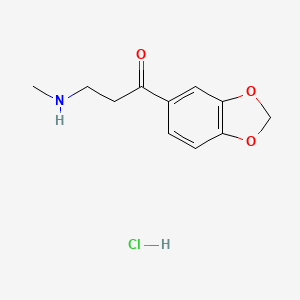 molecular formula C11H14ClNO3 B12735904 1-Propanone, 1-(1,3-benzodioxol-5-yl)-3-(methylamino)-, hydrochloride CAS No. 132412-84-1