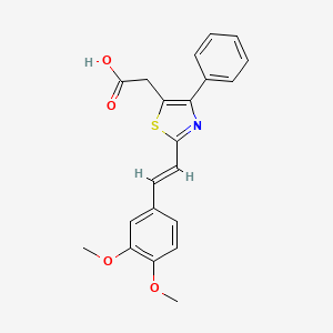 molecular formula C21H19NO4S B12735940 2-(2-(3,4-Dimethoxyphenyl)ethenyl)-4-phenyl-5-thiazoleacetic acid CAS No. 116759-14-9