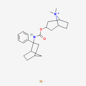molecular formula C23H33BrN2O2 B12735956 endo-8,8-Dimethyl-3-((((2-phenylbicyclo(2.2.1)hept-2-yl)amino)carbonyl)oxy)-8-azoniabicyclo(3.2.1)octane bromide CAS No. 94598-43-3