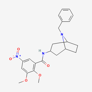 molecular formula C23H27N3O5 B12736037 exo-2,3-Dimethoxy-5-nitro-N-(8-(phenylmethyl)-8-azabicyclo(3.2.1)oct-3-yl)benzamide CAS No. 83130-78-3